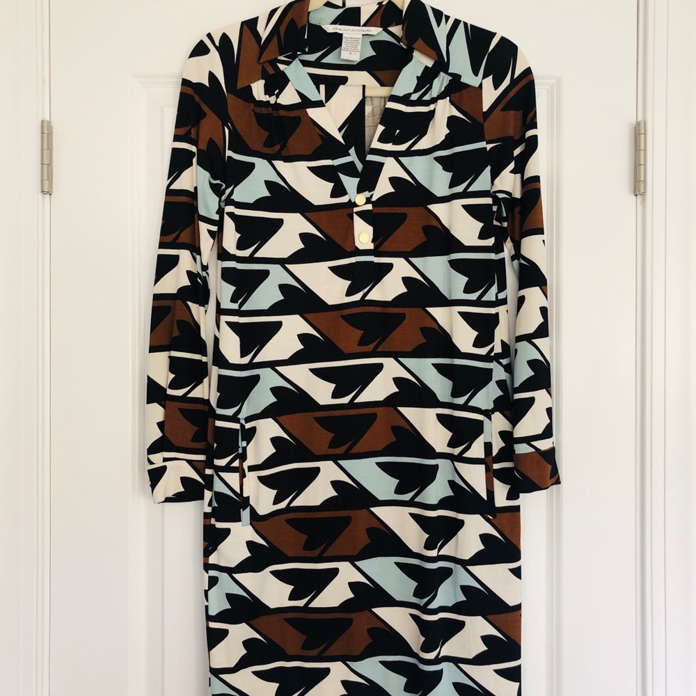 DVF belted silk jersey dress in size 0